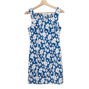 VTG City Triangles Hawaiian Tropical Blue White Floral Dress Vintage — Size 9/10